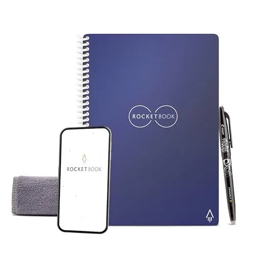 Rocketbook Core Reusable Spiral Notebook, Classic Executive Size 6x8.8, Navy Blue - Dotted Pages thumbnail 1