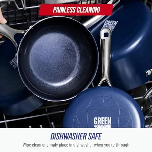 Blue Diamond 12" Diamond Infused Ceramic Nonstick Frying Pan Skillet, Blue | Diamond-Infused Ceramic Coating for Durability thumbnail 4
