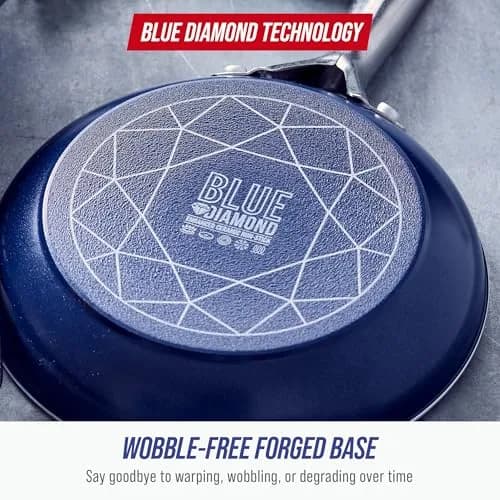 Blue Diamond 12" Diamond Infused Ceramic Nonstick Frying Pan Skillet, Blue | Diamond-Infused Ceramic Coating for Durability thumbnail 5