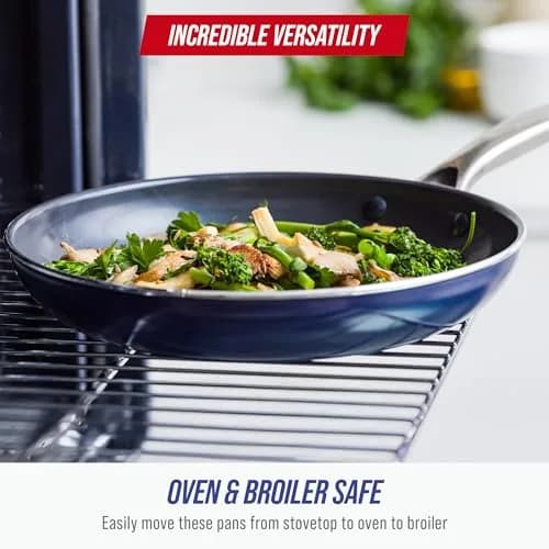 Blue Diamond 12" Diamond Infused Ceramic Nonstick Frying Pan Skillet, Blue | Diamond-Infused Ceramic Coating for Durability thumbnail 3