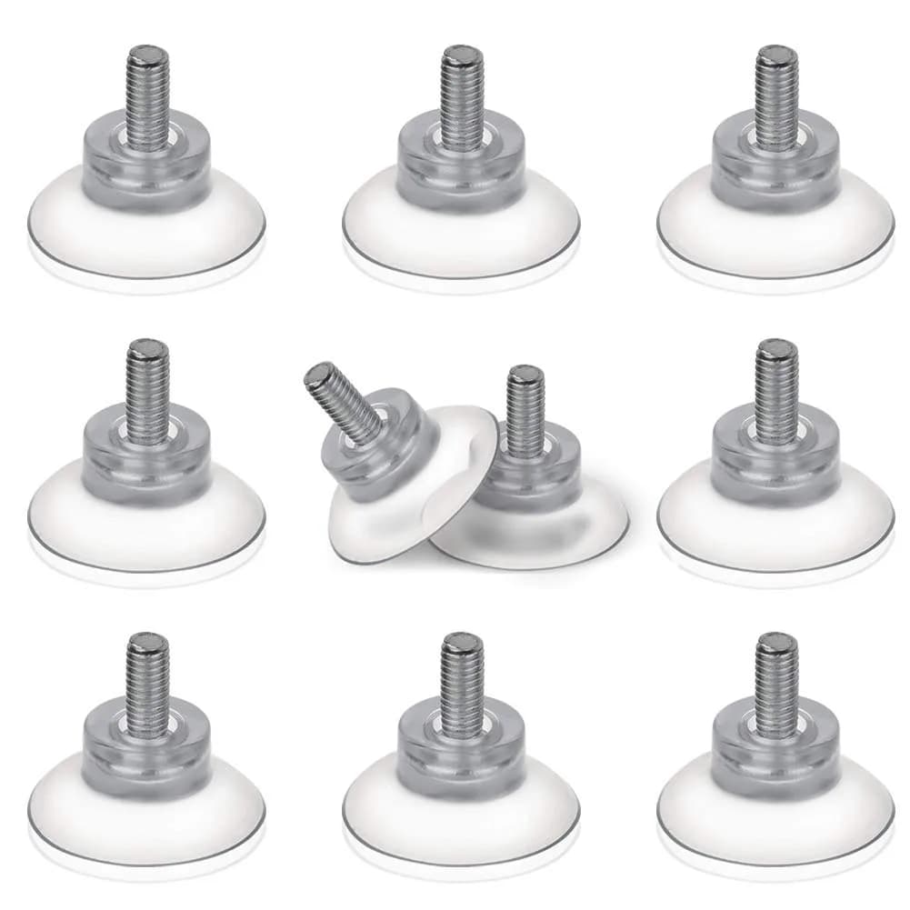 BLUECELL 10 PCS Rubber Strong Suction Cup Replacements with M6 Screw | Adjustable Glass Table Top Mounts - main product image