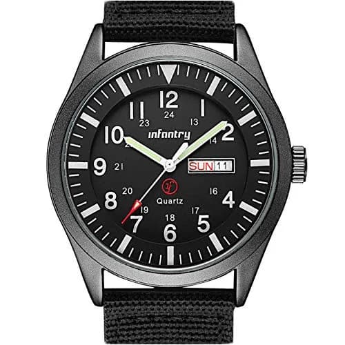 Infantry Men's Military Field Watch 40mm Black Nylon Band | 12/24H Analog Quartz thumbnail 1