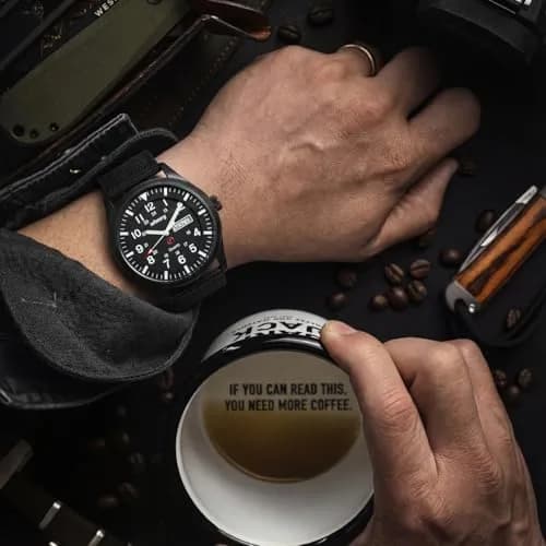 Infantry Men's Military Field Watch 40mm Black Nylon Band | 12/24H Analog Quartz thumbnail 4