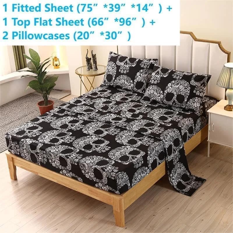 SDIII Skeleton Twin Sheets Set | Microfiber Gothic Bedding Deep Pocket All Season thumbnail 3