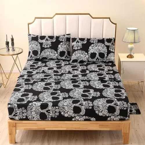 SDIII Skeleton Twin Sheets Set | Microfiber Gothic Bedding Deep Pocket All Season thumbnail 4