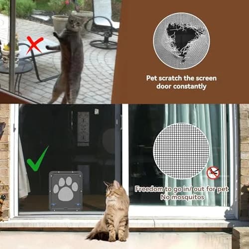 NAMSAN Small Cat Screen Door with Magnetic Flap & Lock - 8.25x10.4 Inch Flap, Black | Secure Pet Access for Screen Doors thumbnail 3