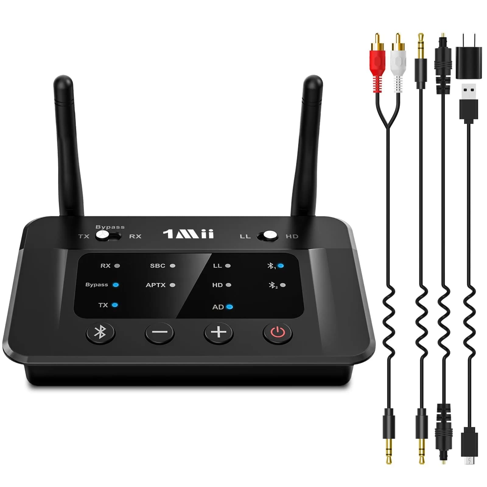 1Mii B03 Bluetooth 5.3 Transmitter Receiver for TV Home Stereo | Long Range, aptX HD & Dual Link