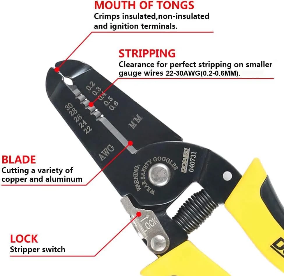 DOWELL Wire Stripper Tool 22-30 AWG | Precision Cutting & Stripping for Electronics thumbnail 4