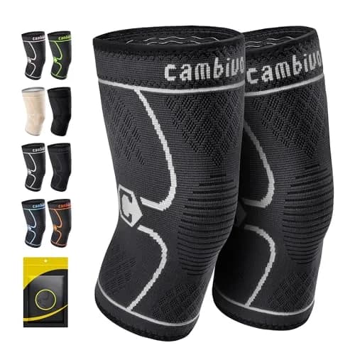 CAMBIVO 2 Pack Knee Brace Compression Sleeve for Men & Women, Gray X-Large | Orthopedic Brace thumbnail 1