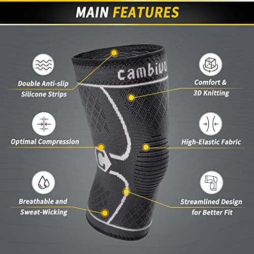 CAMBIVO 2 Pack Knee Brace Compression Sleeve for Men & Women, Gray X-Large | Orthopedic Brace thumbnail 2