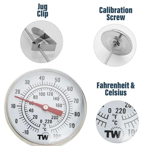 Thermometer World Milk Thermometer for Coffee, Cheese & Yogurt Making - 16.5cm (6.5 Inch) Probe, -10 to 110°C Range | Accurate Analog Dial for Baristas thumbnail 4