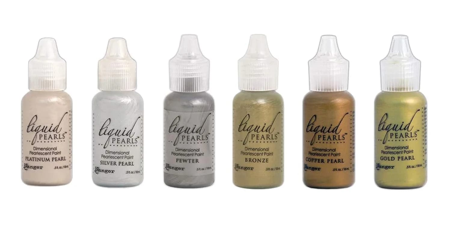 Ranger Liquid Pearls Dimensional Pearlescent Paint Set 18ml (0.5 Fl Oz) | Metallic Finish for Crafts — 0.5 Fl Oz