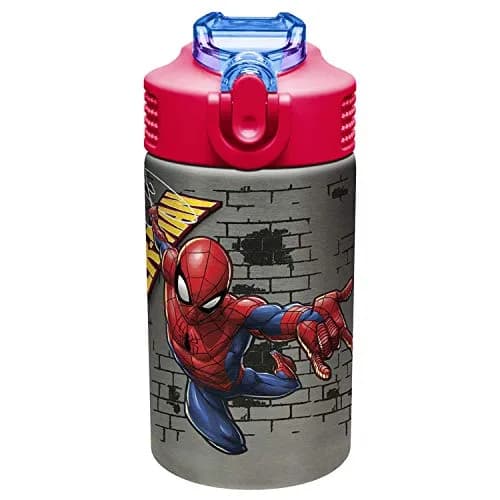 Zak Designs Spider-Man Stainless Steel Water Bottle 473ml (15.5 Fl Oz) | One-Hand Operation with Leak-Proof Spout thumbnail 1