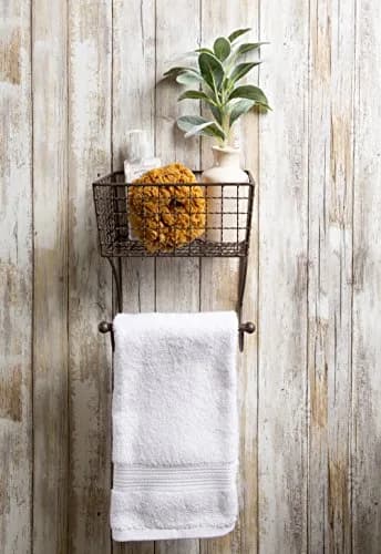 DII Rustic Metal Towel Bar with Storage Basket 26.3cm (10.3" Overall Height) | Wall Mounted for Small Bathrooms thumbnail 6