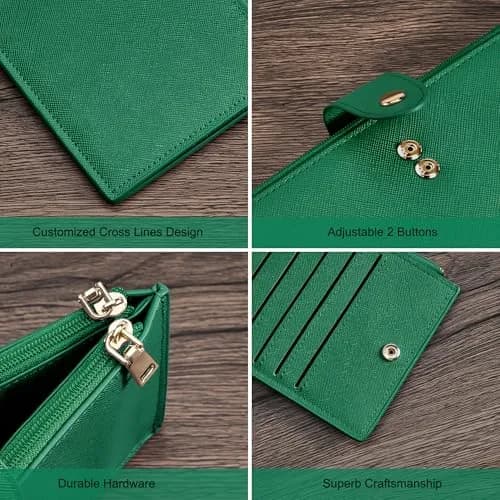 Travelambo RFID Wallet Women Large Size Bifold Multi Card Wallet Case with Zipper Pocket, Green 20.32cm (8 inches) | RFID Blocking for Secure Payments thumbnail 6