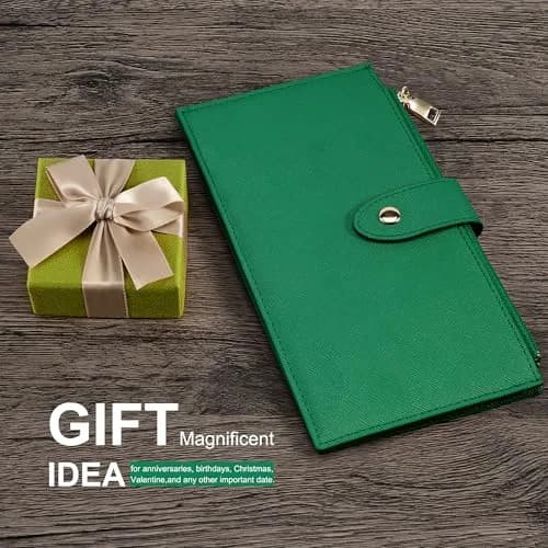 Travelambo RFID Wallet Women Large Size Bifold Multi Card Wallet Case with Zipper Pocket, Green 20.32cm (8 inches) | RFID Blocking for Secure Payments thumbnail 7