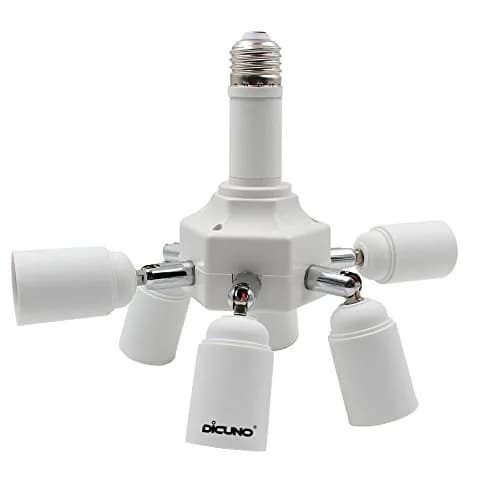 DiCUNO 7 Way E26 Light Socket Splitter Adapter, 7 in 1 Horizontal Design with Adjustable Angles | 420W Max Total thumbnail 1