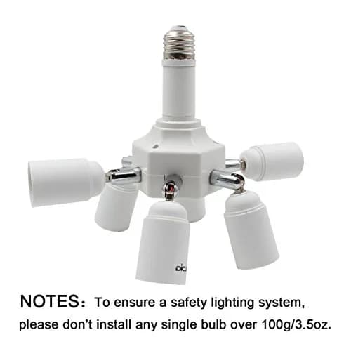 DiCUNO 7 Way E26 Light Socket Splitter Adapter, 7 in 1 Horizontal Design with Adjustable Angles | 420W Max Total thumbnail 4