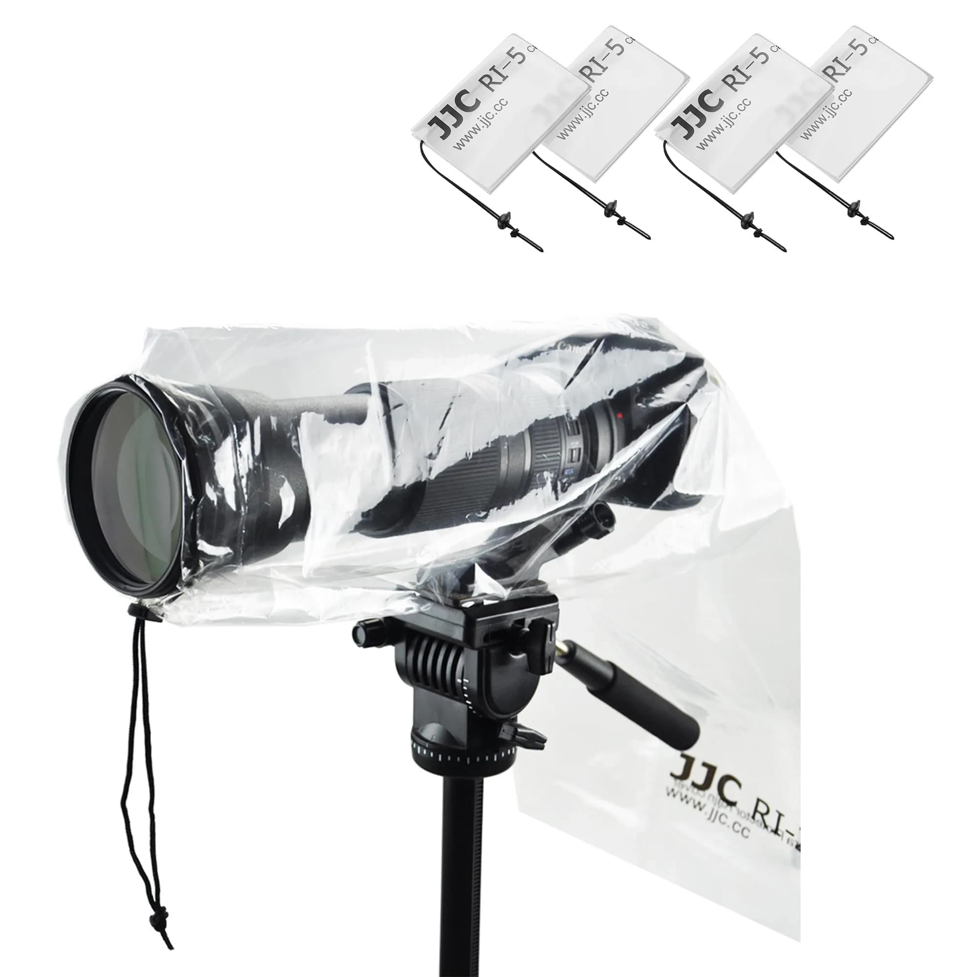 JJC Camera Rain Cover Sleeve for DSLR Lens up to 18" Waterproof 4-Pack | See-Through, Dust & Mud Protection — 4-Pack