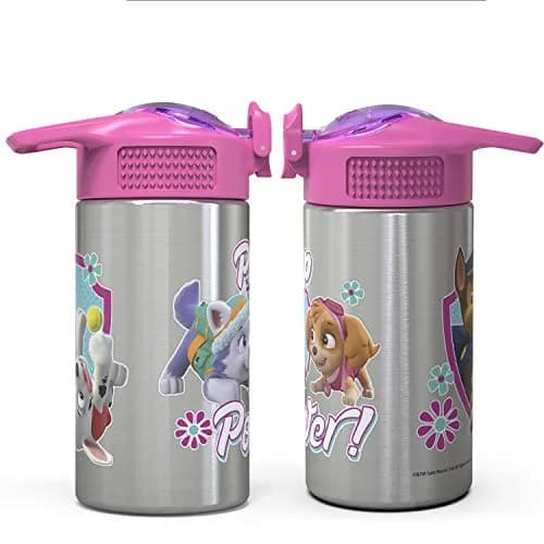 Zak Designs Paw Patrol Skye Stainless Steel Water Bottle 450ml (15.5 oz) | Leak-Proof Straw Spout for Kids thumbnail 6