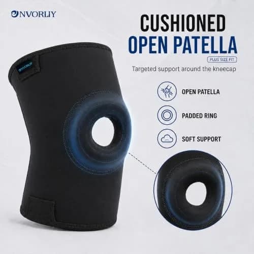 Nvorliy Plus Size Knee Sleeve for Large Legs 3XL Black | Orthopedic Brace for Pain Relief & Swelling Support thumbnail 5