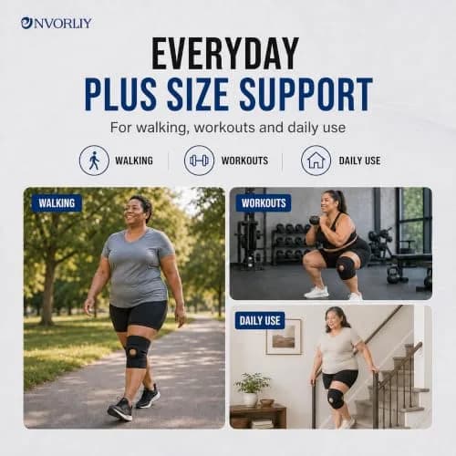Nvorliy Plus Size Knee Sleeve for Large Legs 3XL Black | Orthopedic Brace for Pain Relief & Swelling Support thumbnail 6