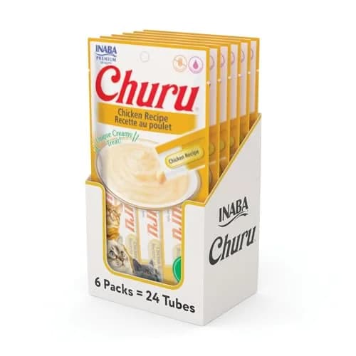 INABA Churu Lickable Creamy Purée Cat Treats Chicken Recipe 24 Tubes (12 oz Total) | High Moisture, Low Calorie Cat Snack thumbnail 1