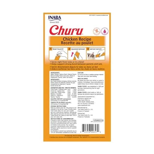 INABA Churu Lickable Creamy Purée Cat Treats Chicken Recipe 24 Tubes (12 oz Total) | High Moisture, Low Calorie Cat Snack thumbnail 8