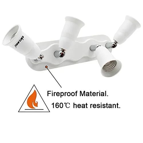 DiCUNO 4-Way E26 Light Socket Splitter Adapter, 240W Max, 100-240V | Adjustable Angle White thumbnail 5