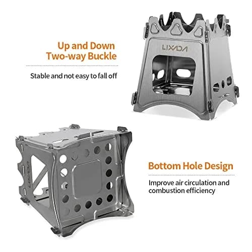 Lixada Titanium Wood Stove Ultralight Backpacking Stove Portable Folding Camping Stove 4.2in | Durable & Compact for Outdoor Cooking thumbnail 7