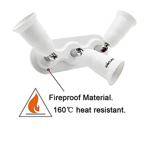DiCUNO 3 Way E26 Light Socket Splitter Adapter, 180W Max, 100-240V | Adjustable Angle thumbnail 5