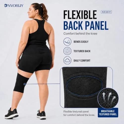 Nvorliy Plus Size Knee Sleeve for Large Legs, Fit Women and Men (4XL) - 24cm (9.4in) Length | Breathable Neoprene Compression for Daily Support thumbnail 4