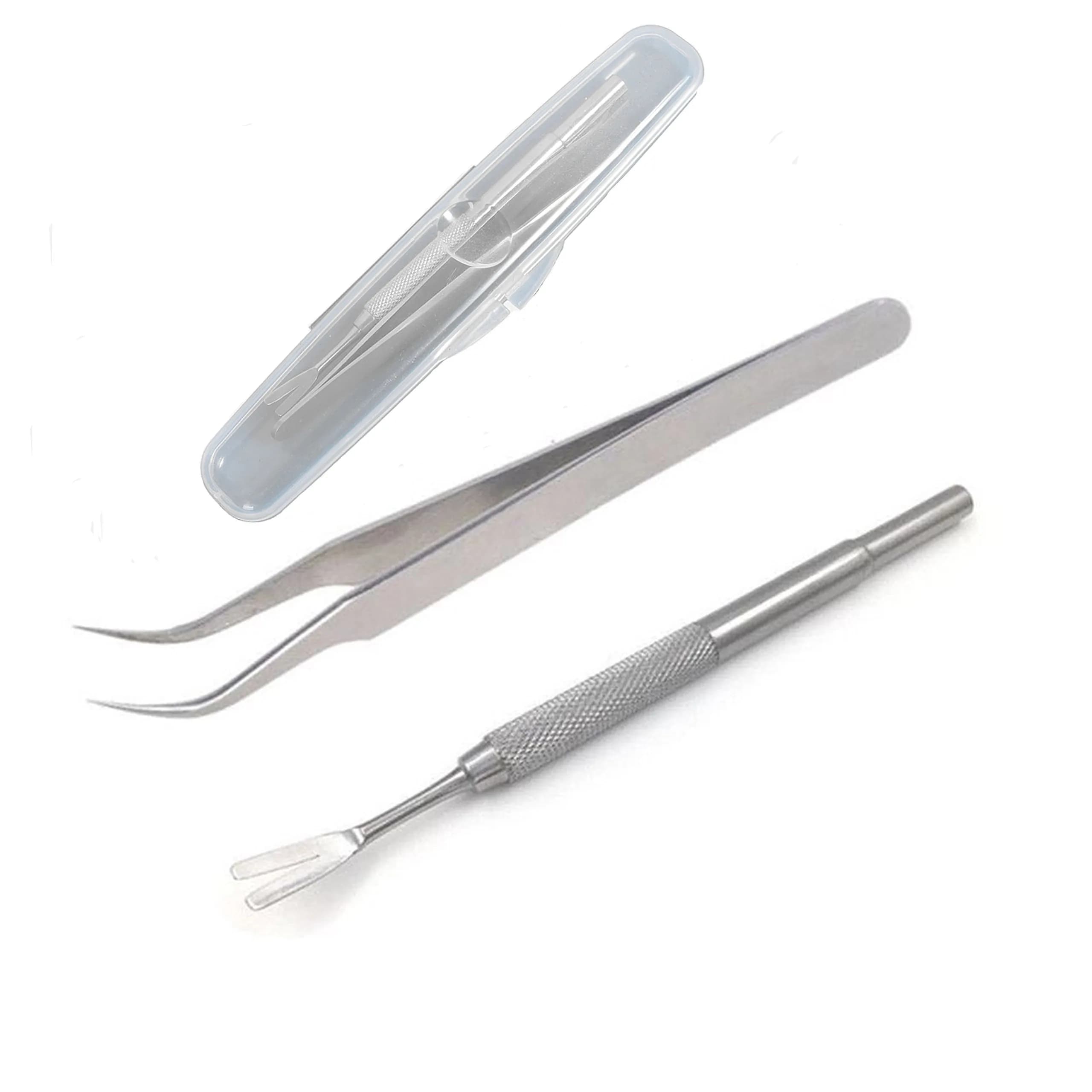 HTBMALL Stainless Steel Tick Remover Tool Kit with Tweezers for Pets & Humans (1 Kit, Silver) - main product image