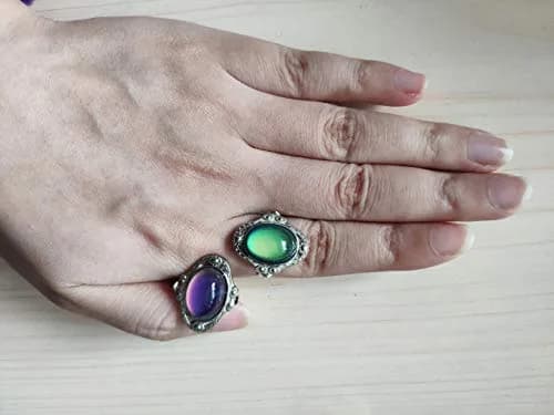 Carykon Oval Mood Ring Adjustable Finger Ring for Men & Women, Size 1.5-2 (2-Pack) thumbnail 3