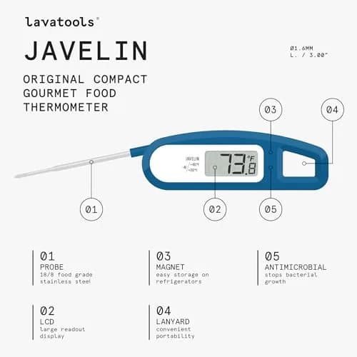 Lavatools Javelin Ultra-Fast Digital Meat Thermometer 2.75" Probe, 50g (1.76oz) | NSF Certified, IP65 Water Resistant, Ube thumbnail 3