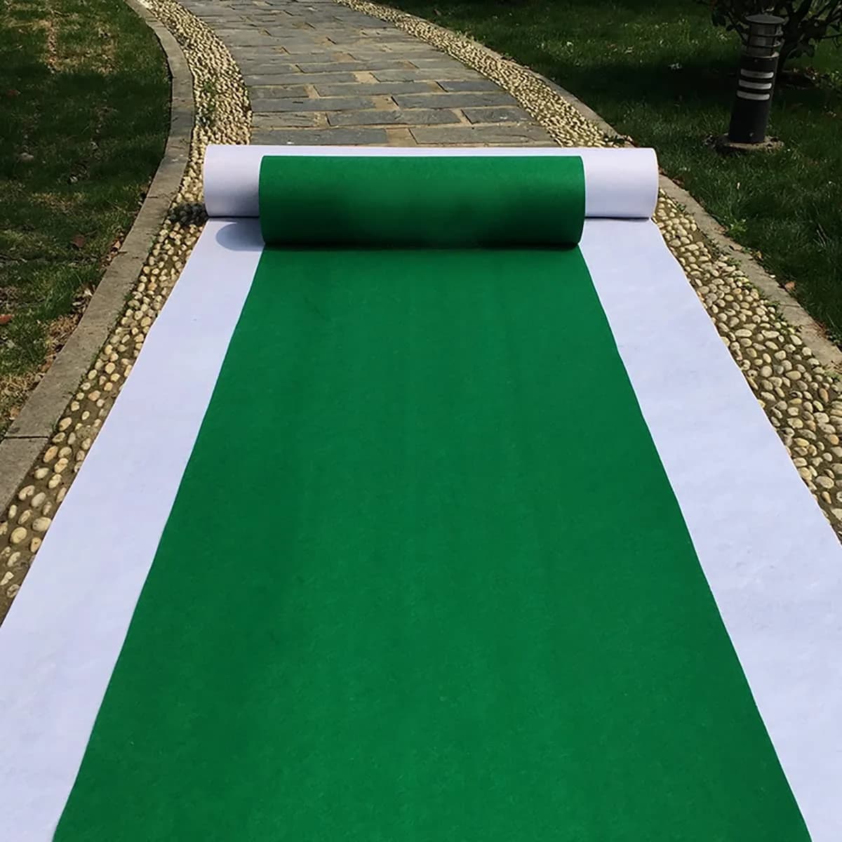 HUAHOO Grass Green Aisle Runner 61cm (24 Inch) x 15.24m (50 Feet) | Durable Rayon for Weddings & Events - main product image