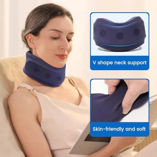 Velpeau Neck Brace for Neck Pain Support - Soft Cervical Collar for Sleeping & Support (Blue, Enhanced Version, S: 10.5-11.5"/2.7") thumbnail 4