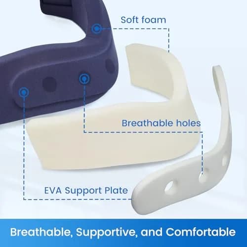 Velpeau Neck Brace for Neck Pain Support - Soft Cervical Collar for Sleeping & Support (Blue, Enhanced Version, S: 10.5-11.5"/2.7") thumbnail 5