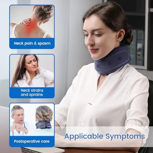 Velpeau Neck Brace for Neck Pain Support - Soft Cervical Collar for Sleeping & Support (Blue, Enhanced Version, S: 10.5-11.5"/2.7") thumbnail 3