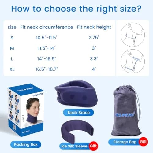 Velpeau Enhanced Blue Cervical Collar Neck Brace Medium 3" (7.6cm) | Neck Pain Support for Sleeping thumbnail 6