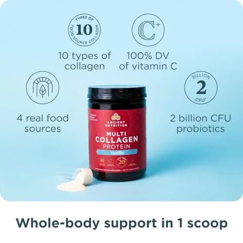 Ancient Nutrition Collagen Protein Vanilla 24 Servings | Supports Skin, Nails & Gut Health thumbnail 2