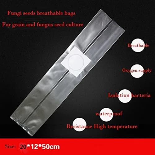 SUCOHANS Mushroom Grow Bags Large 20cmx12cmx50cm (50 Count) | Autoclavable 3 Mil Polypropylene with 0.2 Micron Filter thumbnail 1
