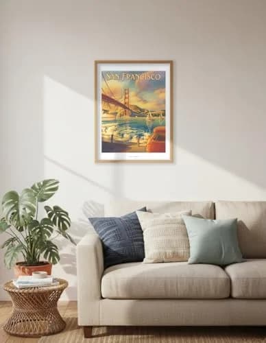 Pacifica Island Art Golden Gate Bridge Metal Sign 8x12 Inch | Vintage Travel Poster thumbnail 6
