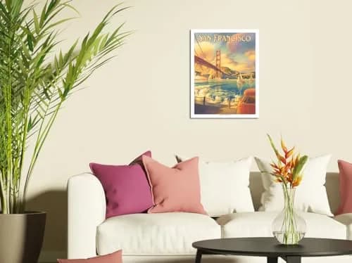 Pacifica Island Art Golden Gate Bridge Metal Sign 8x12 Inch | Vintage Travel Poster thumbnail 3