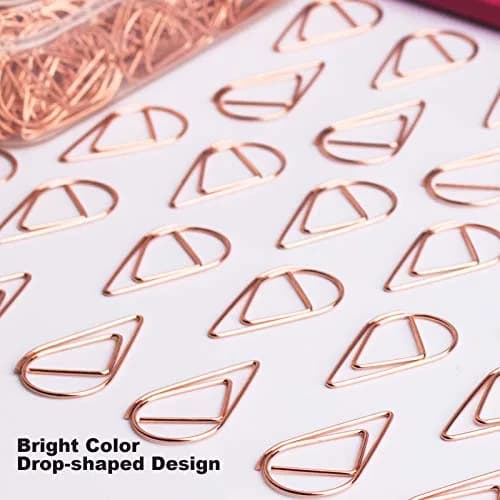 VENCINK Rose Gold Paper Clips 300 Pieces | Drop-Shaped Office & School Supplies (1 inch) thumbnail 2