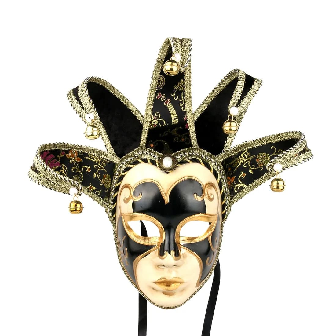 YU FENG Purple Vintage Jester Mask | Venetian Masquerade Costume Accessory, One Size — E_black