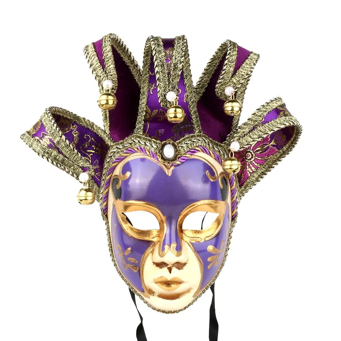 YU FENG Purple Vintage Jester Mask | Venetian Masquerade Costume Accessory, One Size - main product image