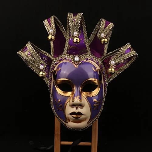 YU FENG Purple Vintage Jester Mask | Venetian Masquerade Costume Accessory, One Size thumbnail 4