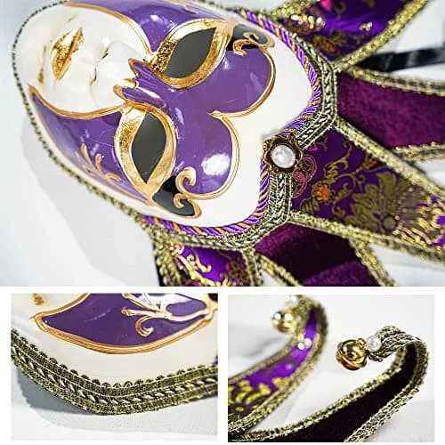 YU FENG Purple Vintage Jester Mask | Venetian Masquerade Costume Accessory, One Size thumbnail 7