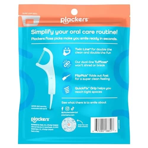 Plackers Twin Line Floss Picks, Cool Mint, 150 Count | Dual Action, Advanced Whitening, Easy Storage thumbnail 5